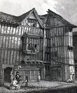 Sydøst udsigt over det gamle hus, der for nylig stod i Sweedons Passage, Grub Street, udgivet 1811